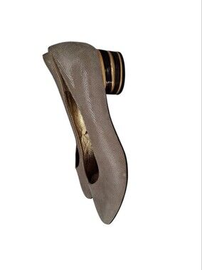 Taupe Textured Pointed Toe Low Heel Pump